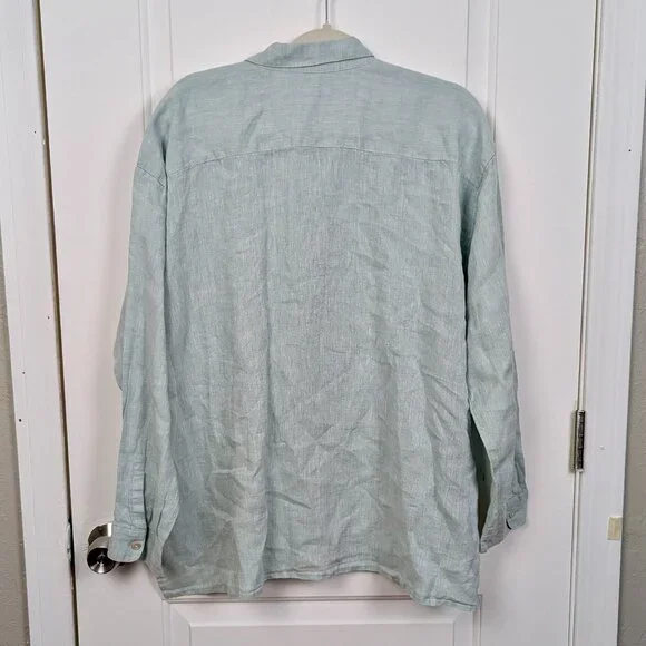 J.Jill Love Linen | Sage Green Relaxed Button-Down Linen Shirt Size 2X - Picture 2 of 6